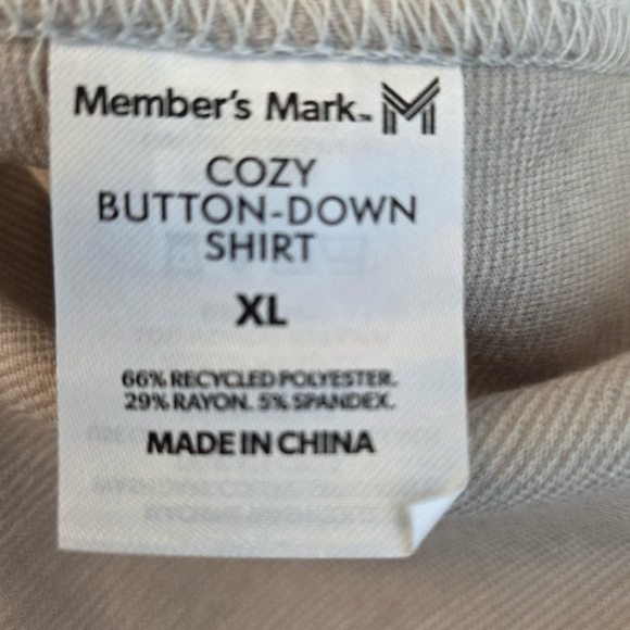 Members Mark Cozy Button Down Long Sleeve
Plaid Cream And Tan Shirt. - Picture 9 of 13